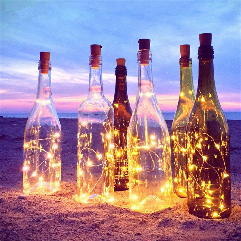 20 LED pásek na víno láhev lampa víla světla korek řetězec drátu 2M party svatba