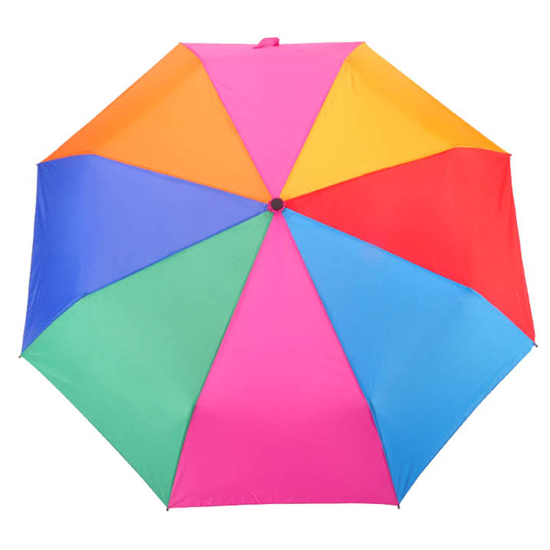 Duhová barva 21 palců * 8k 190T pongee fabric 3 krát Deštník s plastovou rukojetí