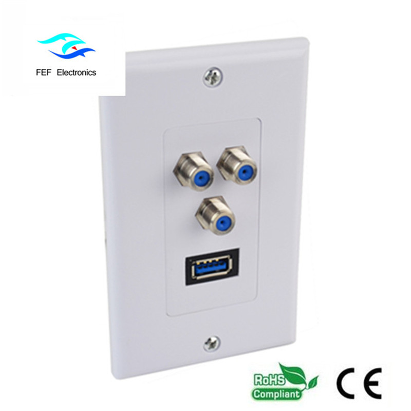 Nástěnná deska USB3.0 AM + 3F Čelní deska na zeď 115 * 70MM Kód: FEF-M-026