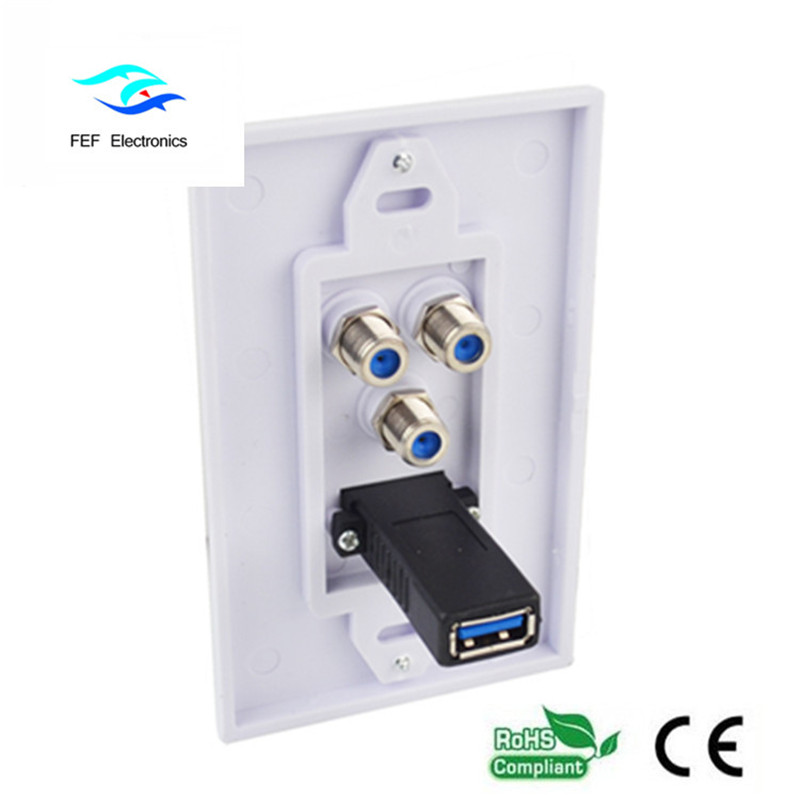 Nástěnná deska USB3.0 AM + 3F Čelní deska na zeď 115 * 70MM Kód: FEF-M-026