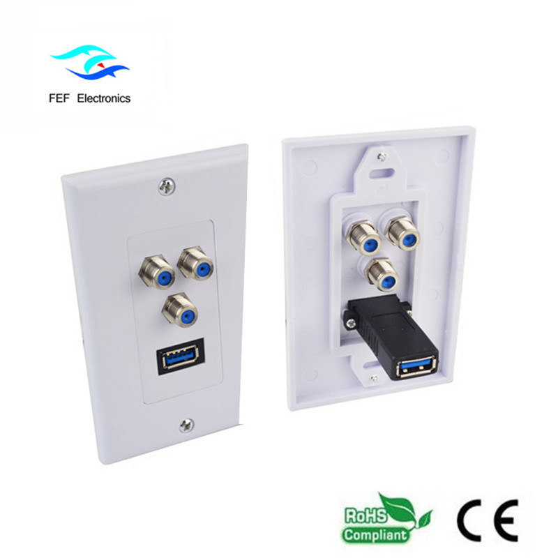 Nástěnná deska USB3.0 AM + 3F Čelní deska na zeď 115 * 70MM Kód: FEF-M-026
