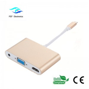 mini displayport / USB 3.1 typ c do HDMI + VGA samice + audio kód: FEF-DPIC-016