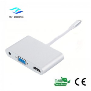 mini displayport / USB 3.1 typ c do HDMI + VGA samice + audio kód: FEF-DPIC-016