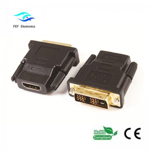 DVI (24 + 1) samec do HDMI samice adaptér pozlacený / poniklovaný Kód: FEF-HD-003