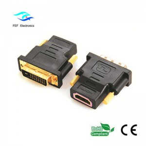 DVI (24 + 1) samec do HDMI samice adaptér pozlacený / poniklovaný Kód: FEF-HD-004