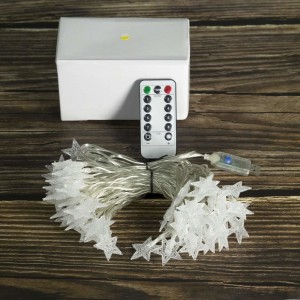 String Lights, Rymbo 34ft Indoor / Outdoor Star Shape Lights LED Teplá bílá Twinkle světla \u0026 USB Powered \u0026 Transparentní String kabel a vzdálený adaptér