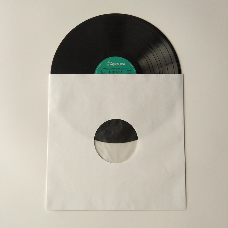 33RPM White Kraft Paper Record Inev Sleeves Polylined with Hole for 12 Vinyl Record