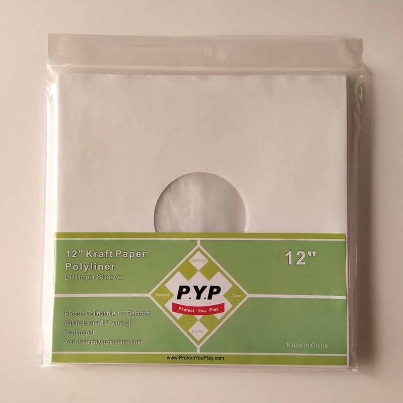 33RPM White Kraft Paper Record Inev Sleeves Polylined with Hole for 12 Vinyl Record