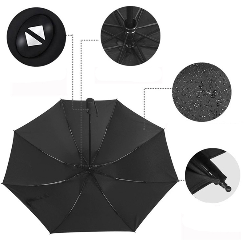 8 žeber deštník hydrofobní povlak deště Vodotěsný 3 skládací deštník AOAC s deštěm