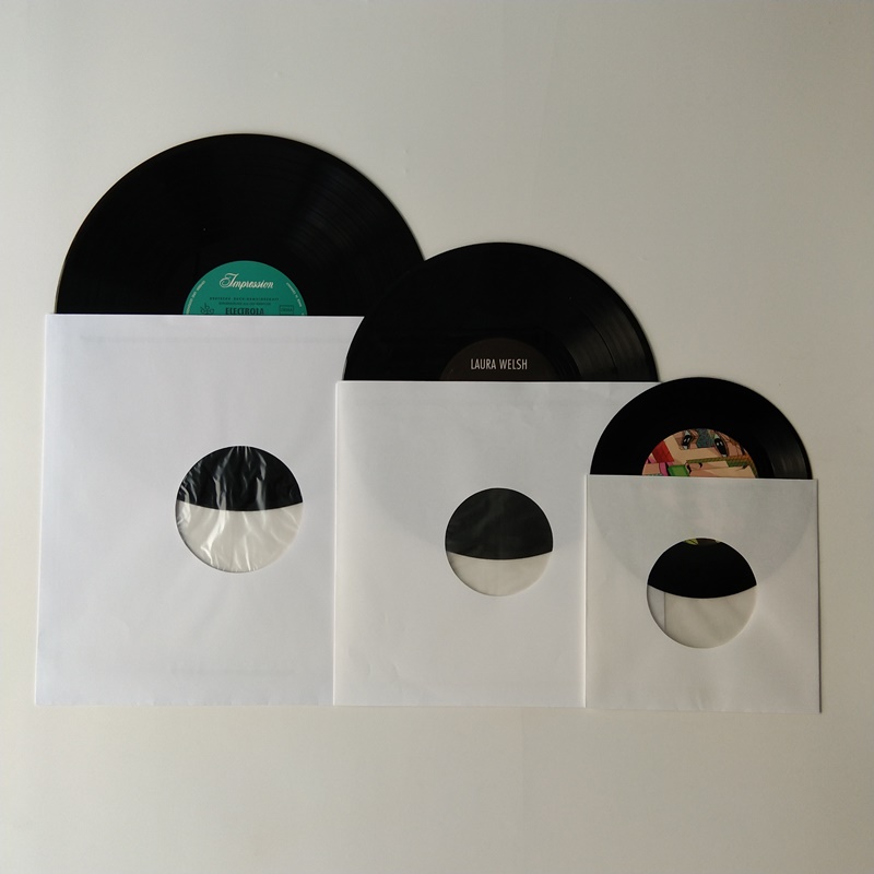 33RPM Vnitřní rukávy pro záznam na bílém papíře s polyamidovou dírkou pro 12 vinylových desek