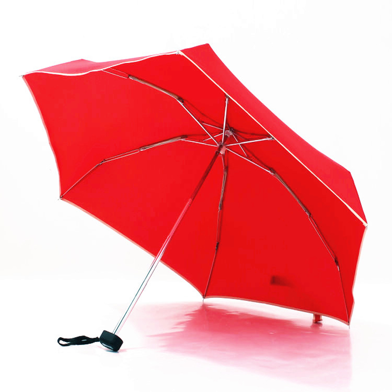 Malý 5 skládací červený mini kapesní deštník