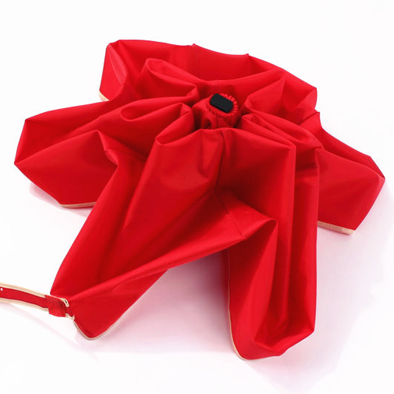 Malý 5 skládací červený mini kapesní deštník