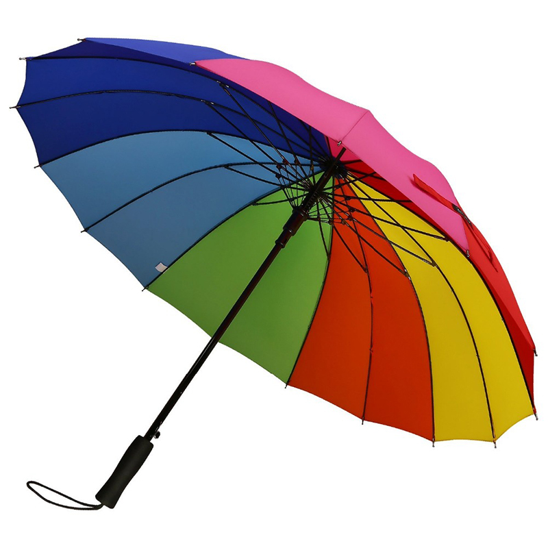 Velkoobchod s duhou zboží dárky pongee textilie 16K rovný automatický deštník deštník