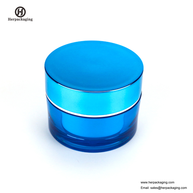 HXL212 Round Empty Shiny Blue Cosmetic Jar Double Wall Container Skincare Jar