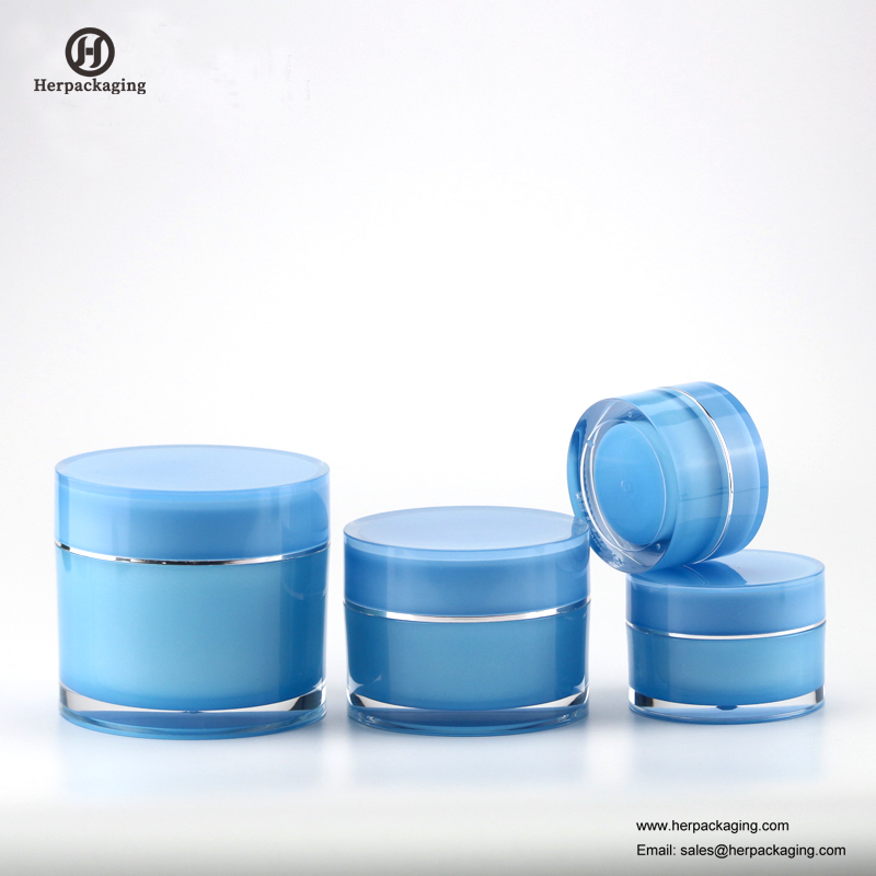 HXL212 Round Empty Shiny Blue Cosmetic Jar Double Wall Container Skincare Jar