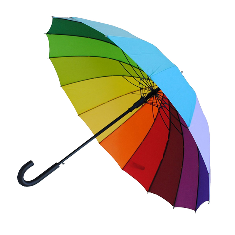 16 žeber duhová společnost dary kovová žebra deštník rovný deštník s funkcí automatického otevření