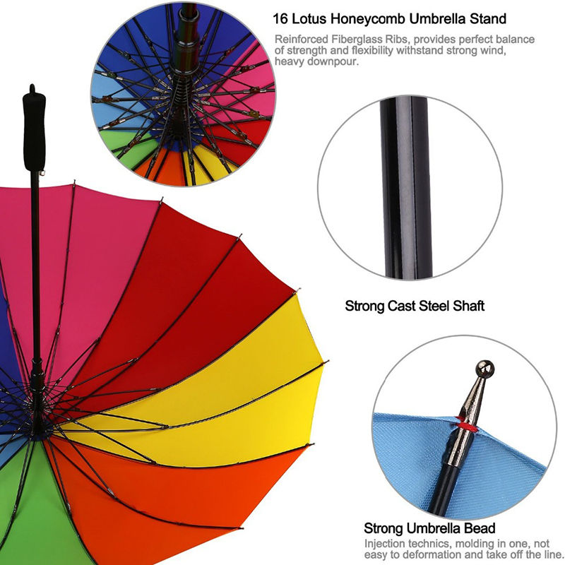 16 žeber duhová společnost dary kovová žebra deštník rovný deštník s funkcí automatického otevření