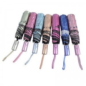 Barevný černý povlak UV ochranný deštník 3 skládací déšť a slunečník