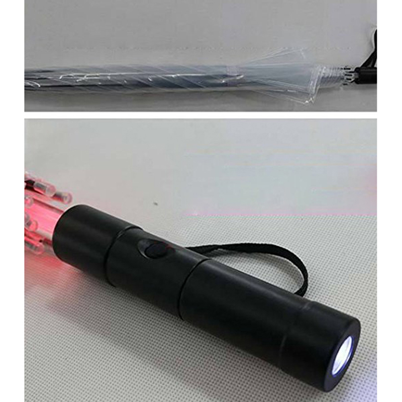 Rovná deštníková LED žebra a LED dřík s plastovou rukojetí Svítilna pochodeň
