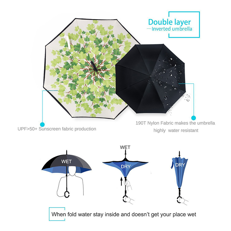 Osobní dárky Dárková položka otevřená Větruvzdorný Invertovaný zpáteční květ deštník Deštník