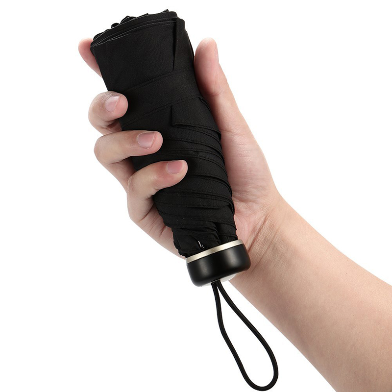 Černý pongee textilie kovový rám plastová rukojeť ruční otevřené 5 krát mini deštník deštník