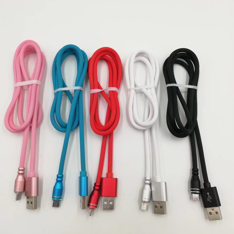 Rychlé nabíjení Hliníkové pouzdro Kulatý TPE kabel USB pro micro USB, typ C, nabíjení blesku iPhone a synchronizace