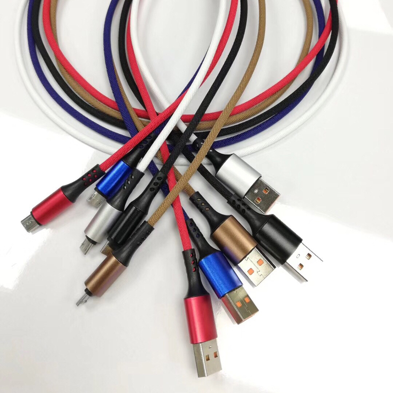 Rychle se nabíjecí datový kabel Micro to USB 2.0 s kulatým opletením pro micro USB, typ C, nabíjení blesku iPhone a synchronizace