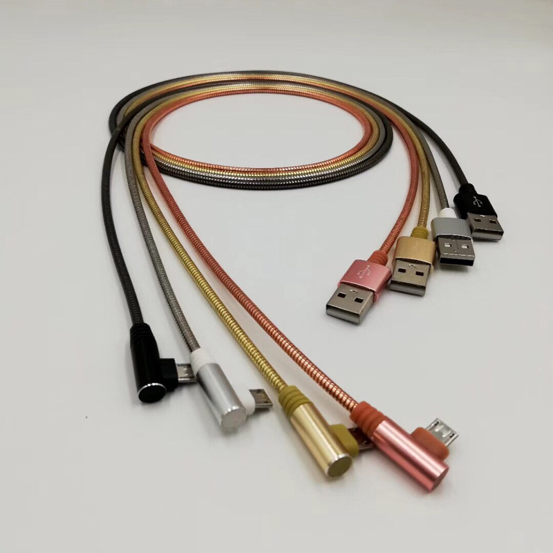 Kabel USB 2.0 Metal Tube Nabíjení kulatého hliníkového pouzdra Kabel USB pro micro USB, typ C, nabíjení a synchronizace blesku iPhone