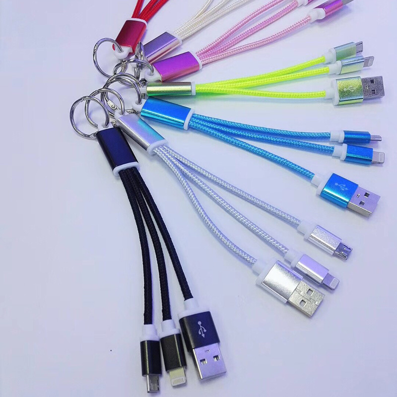 s opletem 2 V 1 Opletený kabel Nabíjení kulatého hliníkového pouzdra USB 2.0 Micro na bleskový datový kabel micro USB