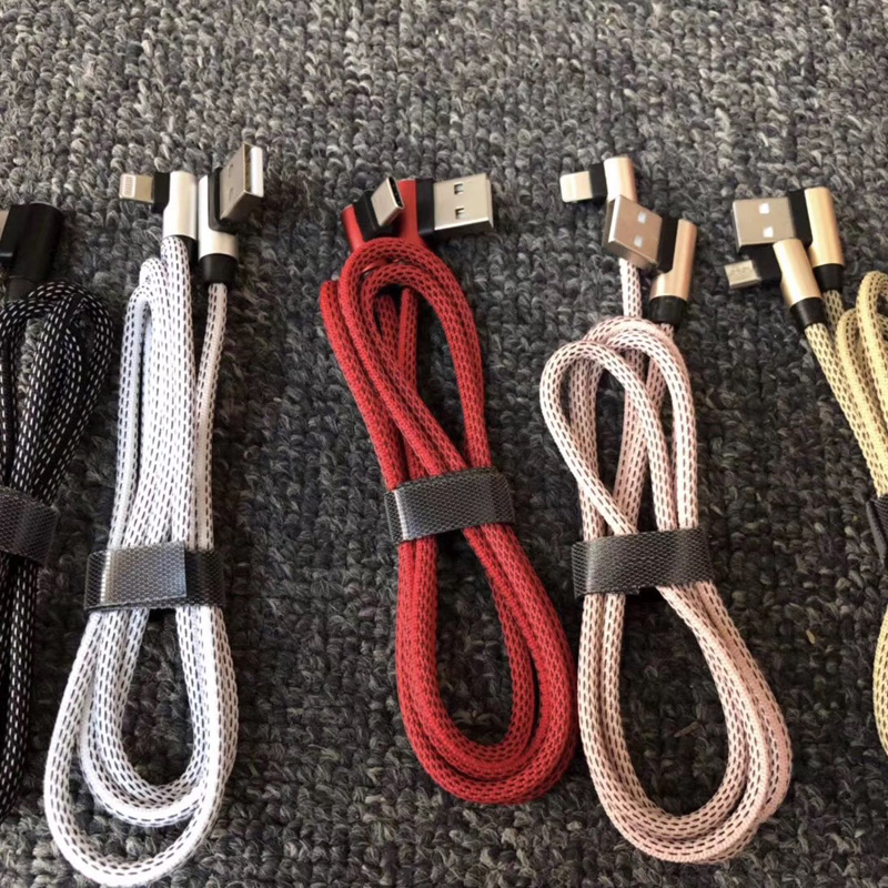 Pletený datový kabel Rychlé nabíjení kulatý hliníkový kryt USB kabel pro micro USB, typ C, nabíjení blesku iPhone a synchronizace