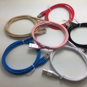 Barevný pletený datový kabel Rychlé nabíjení kulaté hliníkové pouzdro Kabel USB pro micro USB, typ C, nabíjení blesku iPhone a synchronizace