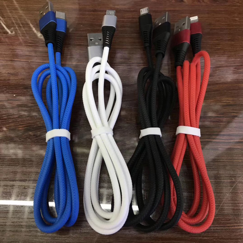TPE rychlé nabíjení kulaté hliníkové pouzdro Flex ohýbací datový kabel USB pro micro USB, typ C, blesk a synchronizace blesku iPhone
