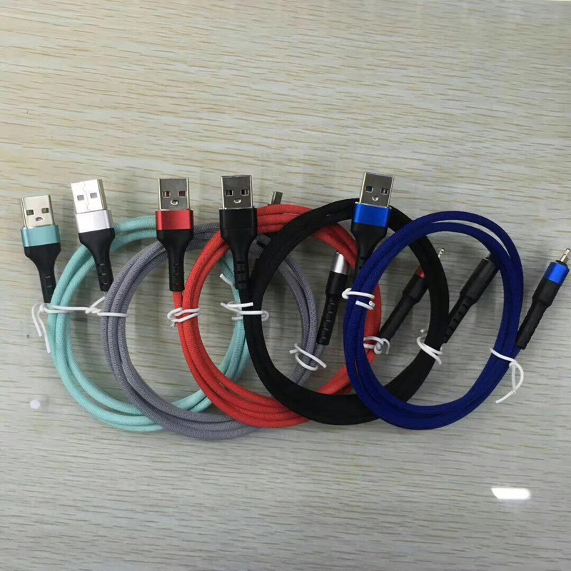 Rychlé nabíjení kulatého hliníkového pouzdra Opletené ohýbání datového kabelu USB pro micro USB, typ C, nabíjení a synchronizace blesku iPhone