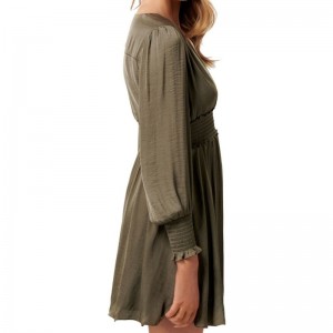 Dámské mini šaty s dlouhým rukávem khaki