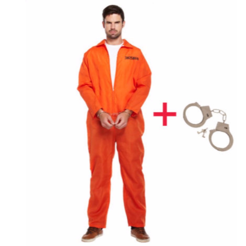 MUŽSKÝ VÍTĚZ CELKOVĚ ORANŽOVÝ JUMPSUIT KONVICT STAG DO PARTY FANCY DRESS COSTUME