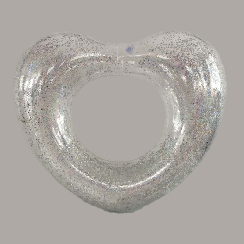 Nafukovací průhledný třpyt ve tvaru srdce plavecký prsten pro děti