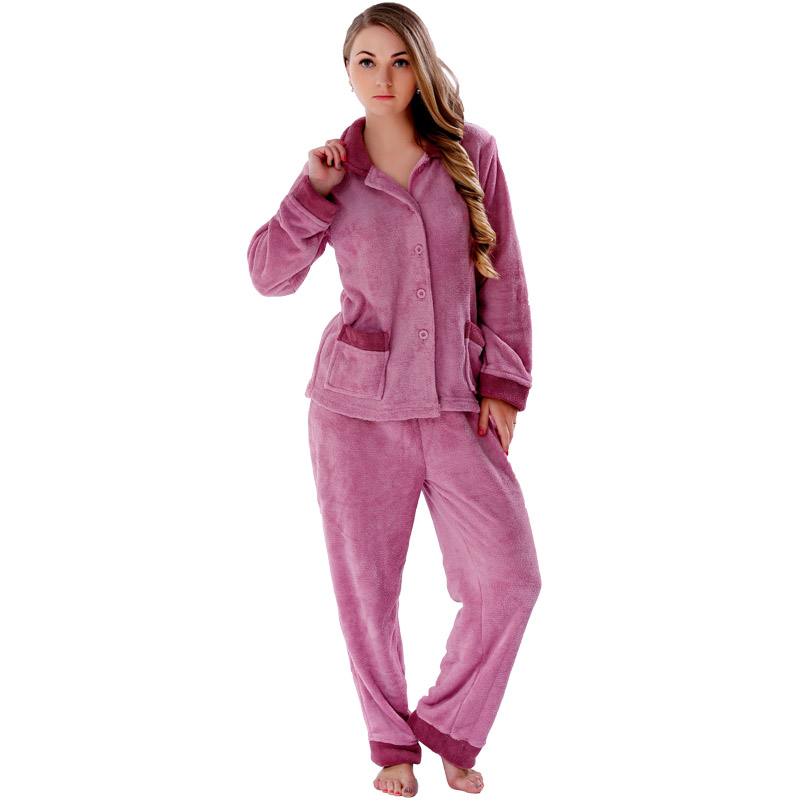 Ženy Solid Coral Fleece pro dospělé Pajama