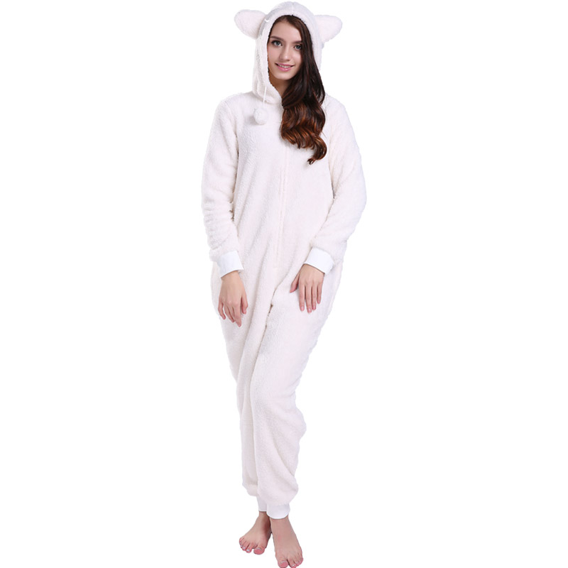 Dámský krém Onesie Pyžamo s kapucí se zvířecím uchem