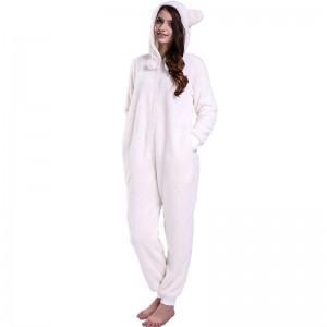 Dámský krém Onesie Pyžamo s kapucí se zvířecím uchem