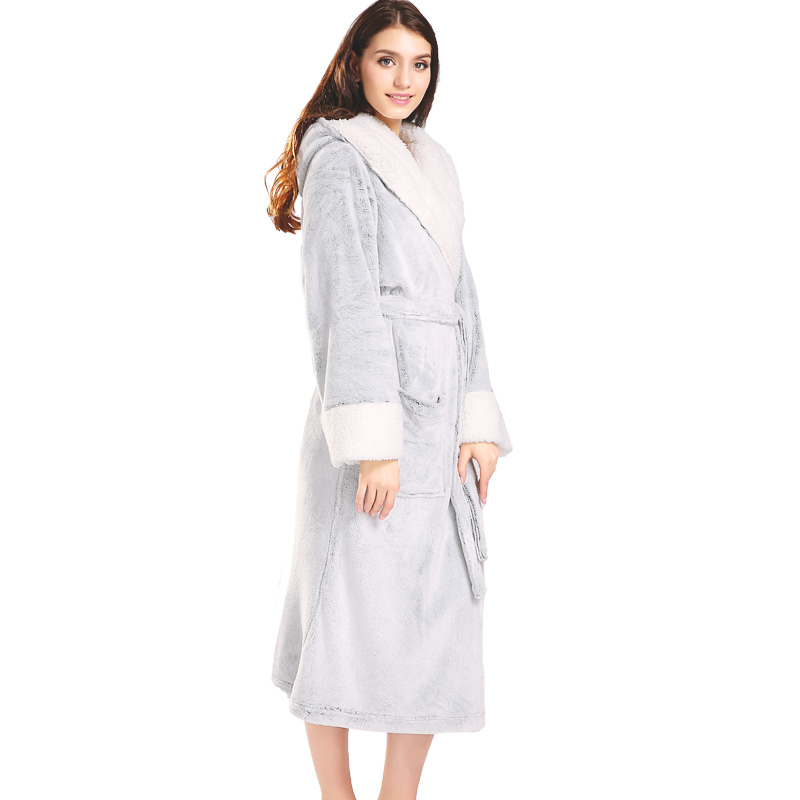 Lesklý flanel Fleece pro dospělé lesklé dámské pyžamo se spletenými kapucí