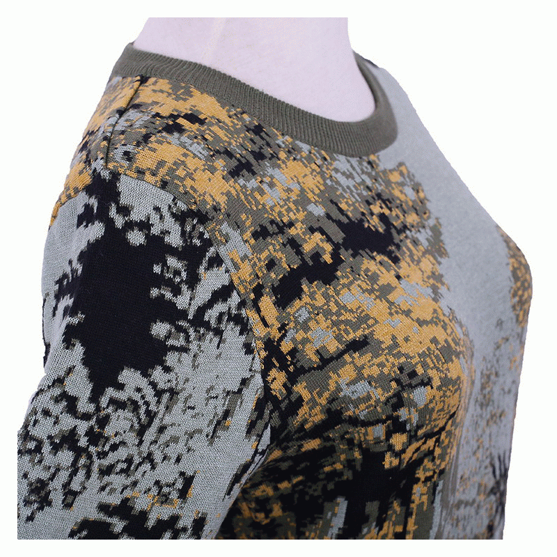 Zakázková dámská svetrová dámská svetrová bunda OEM ODM 100% Wool Army Green Jacquard Pullover