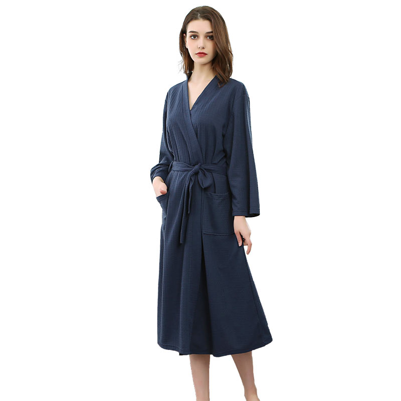 Dámské oplatky Fleece Robe Jednobarevná délka kolena Kimono Pyžamo