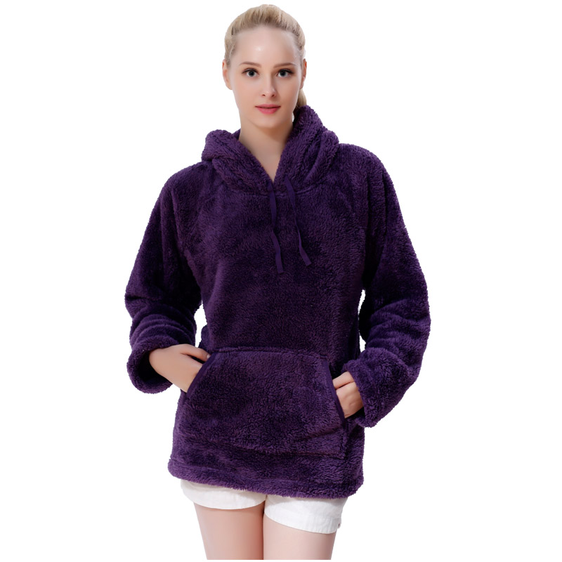 Dámská mikina s kapucí Fleece Fleece Fialová s kapucí