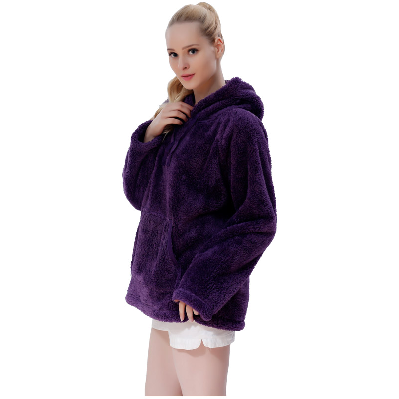 Dámská mikina s kapucí Fleece Fleece Fialová s kapucí