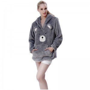 Dámská mikina s kapucí Fleece Grey Embrodiery