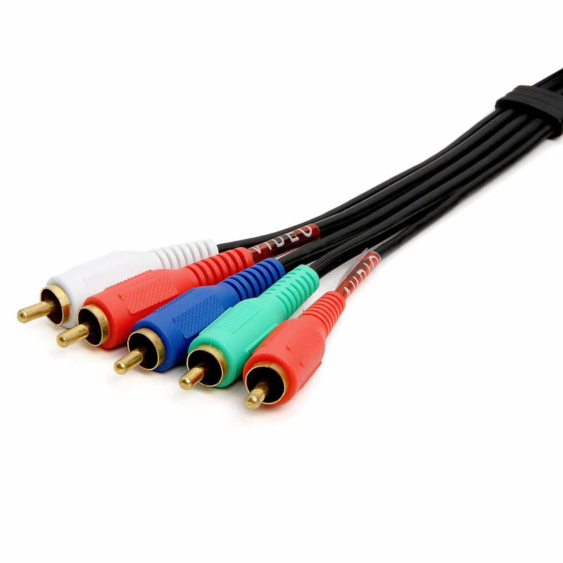 Komponentní audio video kabel 5-RCA do 5RCA samec RGB pro HDTV - pozlacený RCA na RCA