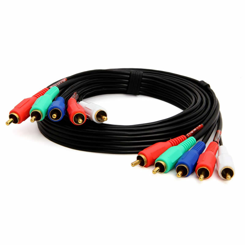 Komponentní audio video kabel 5-RCA do 5RCA samec RGB pro HDTV - pozlacený RCA na RCA