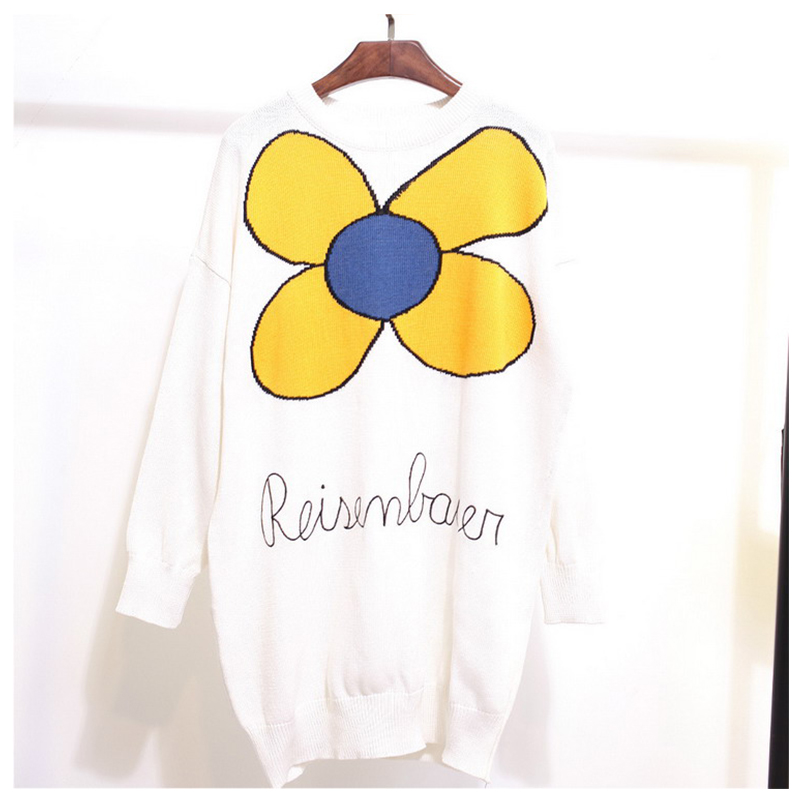 Dámská svetrová svetrová americká / evropská velikost Daisy Flower Jacquard