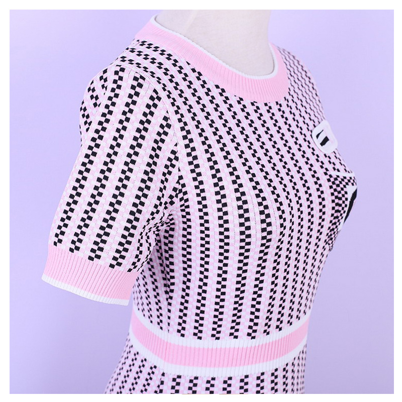 Přizpůsobené OEM letní pruhované dámské mini bodycon počítačové pletené svetrové šaty