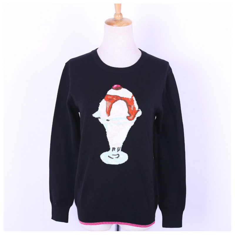 Custom Design Icecream Jacquard 100% bavlněný dámský svetr